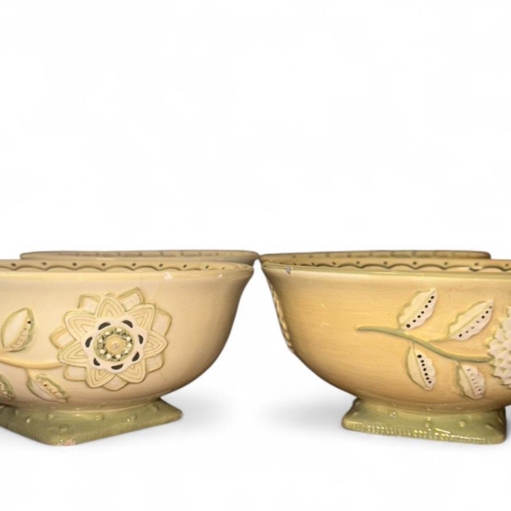 Set of 4 MWW Market Floral Bowls – 5.5” Wide, 2.5” Tall
